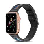 Genuine Leather + GD Knitting Watch Band for Apple Watch Series 8&7 41mm / SE 2&6&SE&5&4 40mm / 3&2&1 38mm(Black)