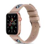 Genuine Leather + GD Knitting Watch Band for Apple Watch Series 8&7 41mm / SE 2&6&SE&5&4 40mm / 3&2&1 38mm(Beige)