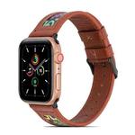 Genuine Leather + GD Knitting Watch Band for Apple Watch Series 8&7 41mm / SE 2&6&SE&5&4 40mm / 3&2&1 38mm(Brown)