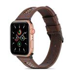 Genuine Leather + GD Knitting Watch Band for Apple Watch Ultra 49mm / Series 8&7 45mm / SE 2&6&SE&5&4 44mm / 3&2&1 42mm(Dark Brown)