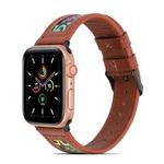 Genuine Leather + GD Knitting Watch Band for Apple Watch Ultra 49mm / Series 8&7 45mm / SE 2&6&SE&5&4 44mm / 3&2&1 42mm(Brown)