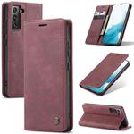 For Samsung Galaxy S22 CaseMe 013 Multifunctional Horizontal Flip Leather Phone Case(Wine Red)