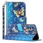 For Samsung Galaxy S22 5G 3D Pattern Horizontal Flip PU Leather Phone Case(Rankine Butterfly)