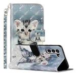 For Samsung Galaxy S22 5G 3D Pattern Horizontal Flip PU Leather Phone Case(Cat)
