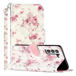 For Samsung Galaxy S22 5G 3D Pattern Horizontal Flip PU Leather Phone Case(Rose Flower)