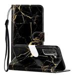For Samsung Galaxy S22 5G Colored Drawing Marble Pattern PU Leather Phone Case(Black Gold Marble)