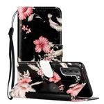 For Samsung Galaxy S22+ 5G Colored Drawing Marble Pattern PU Leather Phone Case(Azalea)