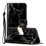 For Samsung Galaxy S22 Ultra 5G Colored Drawing Marble Pattern PU Leather Phone Case(Black Gold Marble)