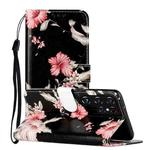 For Samsung Galaxy S22 Ultra 5G Colored Drawing Marble Pattern PU Leather Phone Case(Azalea)
