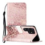 For Samsung Galaxy S22 Ultra 5G Colored Drawing Marble Pattern PU Leather Phone Case(Rose Gold)