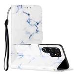 For Samsung Galaxy S22 Ultra 5G Colored Drawing Marble Pattern PU Leather Phone Case(White Marble)