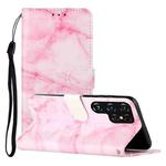 For Samsung Galaxy S22 Ultra 5G Colored Drawing Marble Pattern PU Leather Phone Case(Pink Marble)