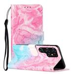 For Samsung Galaxy S22 Ultra 5G Colored Drawing Marble Pattern PU Leather Phone Case(Pink Green Marble)