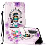 For Samsung Galaxy S22 5G Oil Embossed Pattern PU Leather Phone Case(Owl Wind Chimes)