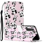 For Samsung Galaxy S22 5G Oil Embossed Pattern PU Leather Phone Case(Pandas)