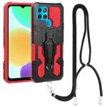 For Infinix Smart 6 Armor Warrior Shockproof PC + TPU Lanyard Phone Case(Red)
