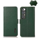 For Xiaomi Mi 10S KHAZNEH Side-Magnetic Litchi Genuine Leather RFID Phone Case(Green)