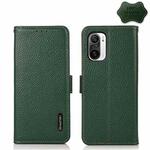 For Xiaomi Redmi K40 Pro / Poco F3 KHAZNEH Side-Magnetic Litchi Genuine Leather RFID Phone Case(Green)