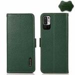 For Xiaomi Redmi Note 10 JP Version KHAZNEH Side-Magnetic Litchi Genuine Leather RFID Phone Case(Green)