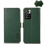 For Xiaomi Redmi Note 11 Pro KHAZNEH Side-Magnetic Litchi Genuine Leather RFID Phone Case(Green)