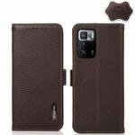 For Xiaomi Poco X3 GT KHAZNEH Side-Magnetic Litchi Genuine Leather RFID Phone Case(Brown)
