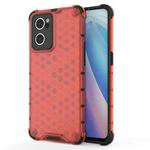 For OPPO Reno7 5G Honeycomb PC + TPU Phone Case(Red)
