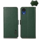 For Samsung Galaxy A01 Core/A03 Core KHAZNEH Side-Magnetic Litchi Genuine Leather RFID Phone Case(Green)