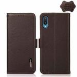 For Samsung Galaxy A02 KHAZNEH Side-Magnetic Litchi Genuine Leather RFID Phone Case(Brown)