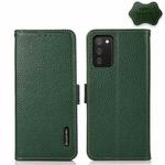For Samsung Galaxy A02s Global Version KHAZNEH Side-Magnetic Litchi Genuine Leather RFID Phone Case(Green)