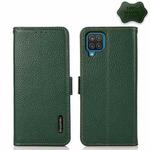 For Samsung Galaxy A22 4G KHAZNEH Side-Magnetic Litchi Genuine Leather RFID Phone Case(Green)