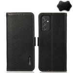 For Samsung Galaxy A82 5G KHAZNEH Side-Magnetic Litchi Genuine Leather RFID Phone Case(Black)