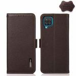 For Samsung Galaxy F62 / M62 KHAZNEH Side-Magnetic Litchi Genuine Leather RFID Phone Case(Brown)