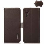 For Samsung Galaxy Xcover 5 KHAZNEH Side-Magnetic Litchi Genuine Leather RFID Phone Case(Brown)