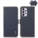 For Samsung Galaxy A33 5G KHAZNEH Side-Magnetic Litchi Genuine Leather RFID Phone Case(Blue)