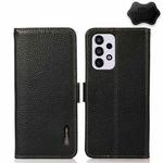 For Samsung Galaxy A53 5G KHAZNEH Side-Magnetic Litchi Genuine Leather RFID Phone Case(Black)