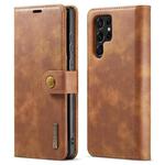 For Samsung Galaxy S22 Ultra 5G DG.MING Crazy Horse Texture Detachable Magnetic Leather Phone Case(Brown)
