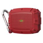 For AirPods Pro Shield Armor Waterproof Wireless Earphone Protective Case with Carabiner(Red)