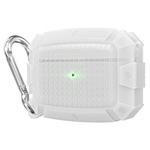 For AirPods Pro Shield Armor Waterproof Wireless Earphone Protective Case with Carabiner(Fluorescent White)