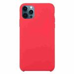 For iPhone 12 / 12 Pro Solid Silicone Phone Case(Rose Red)