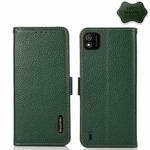 For Wiko Y62 KHAZNEH Side-Magnetic Litchi Genuine Leather RFID Phone Case(Green)