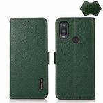 For Alcatel 1L 2021 KHAZNEH Side-Magnetic Litchi Genuine Leather RFID Phone Case(Green)