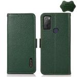 For Alcatel 1S 2021 KHAZNEH Side-Magnetic Litchi Genuine Leather RFID Phone Case(Green)