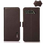 For Asus ROG Phone 5 / 5 Pro / 5 Ultimate KHAZNEH Side-Magnetic Litchi Genuine Leather RFID Phone Case(Brown)