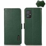 For Asus Zenfone 8 KHAZNEH Side-Magnetic Litchi Genuine Leather RFID Phone Case(Green)