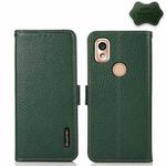 For Kyocera KY-51B KHAZNEH Side-Magnetic Litchi Genuine Leather RFID Phone Case(Green)