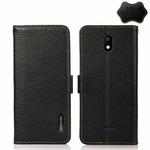 For Vodafone Smart E11 KHAZNEH Side-Magnetic Litchi Genuine Leather RFID Phone Case(Black)