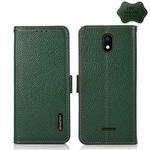 For Vodafone Smart E11 KHAZNEH Side-Magnetic Litchi Genuine Leather RFID Phone Case(Green)