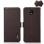 For Vodafone Smart E11 KHAZNEH Side-Magnetic Litchi Genuine Leather RFID Phone Case(Brown)