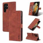 For Samsung Galaxy S22 Ultra 5G AZNS Skin Feel Calf Texture Horizontal Flip Leather Phone Case(Brown)