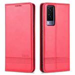 For vivo Y71t / V21e 5G AZNS Magnetic Calf Texture Horizontal Flip Leather Phone Case(Red)